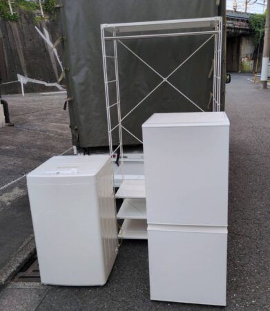 無印良品　洗濯機　冷蔵庫　スチールラック
