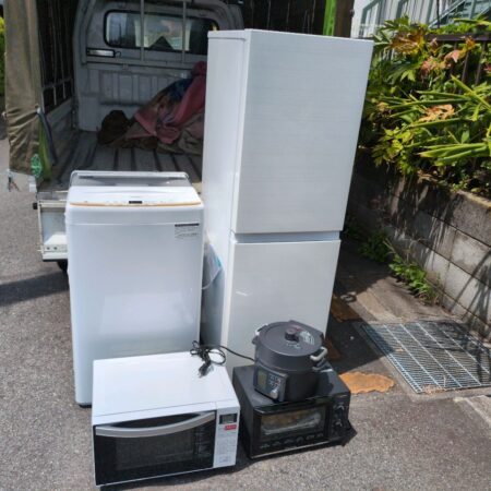 冷蔵庫　洗濯機　電子レンジ　オーブントースター　電気圧力鍋