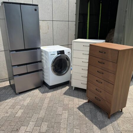 シャープ　フレンチ式冷蔵庫457L　AQUA　ドラム式洗濯機